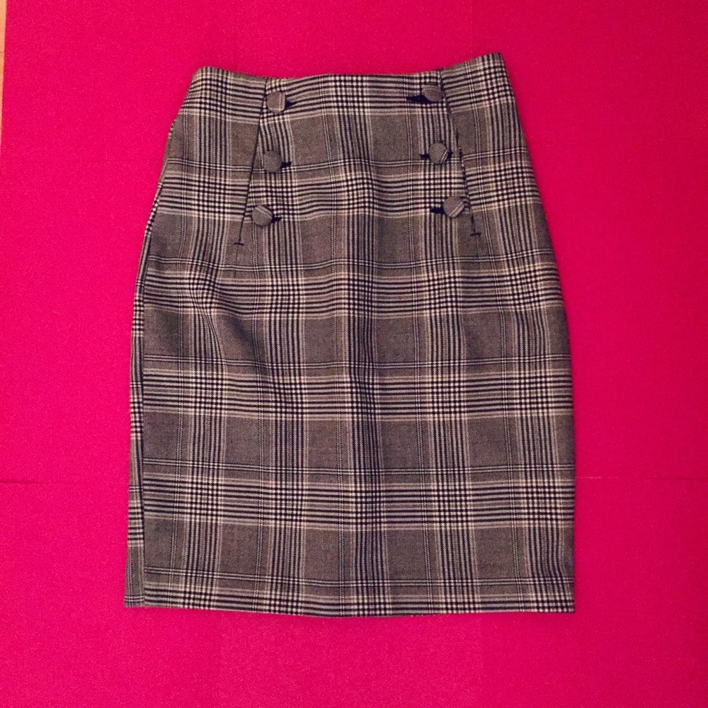 H&M Black and White Plaid Pencil Skirt